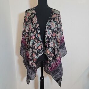 Subtle Luxury Women's 100% Silk Kimono Floral Wrap Cover Up One Size OS Boho